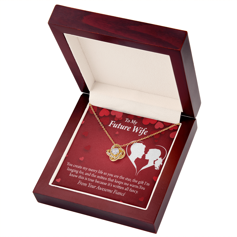 To My Fiancee Merry Life Infinity Knot Necklace Message Card-Express Your Love Gifts