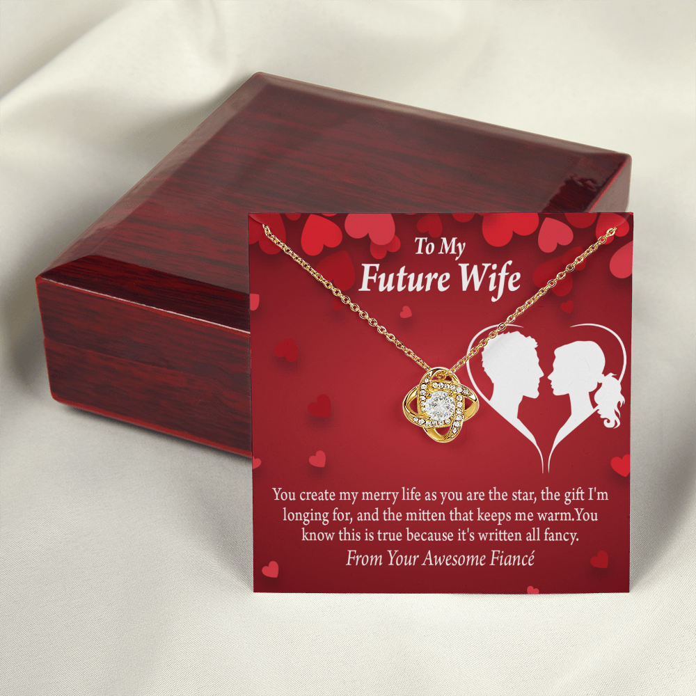 To My Fiancee Merry Life Infinity Knot Necklace Message Card-Express Your Love Gifts