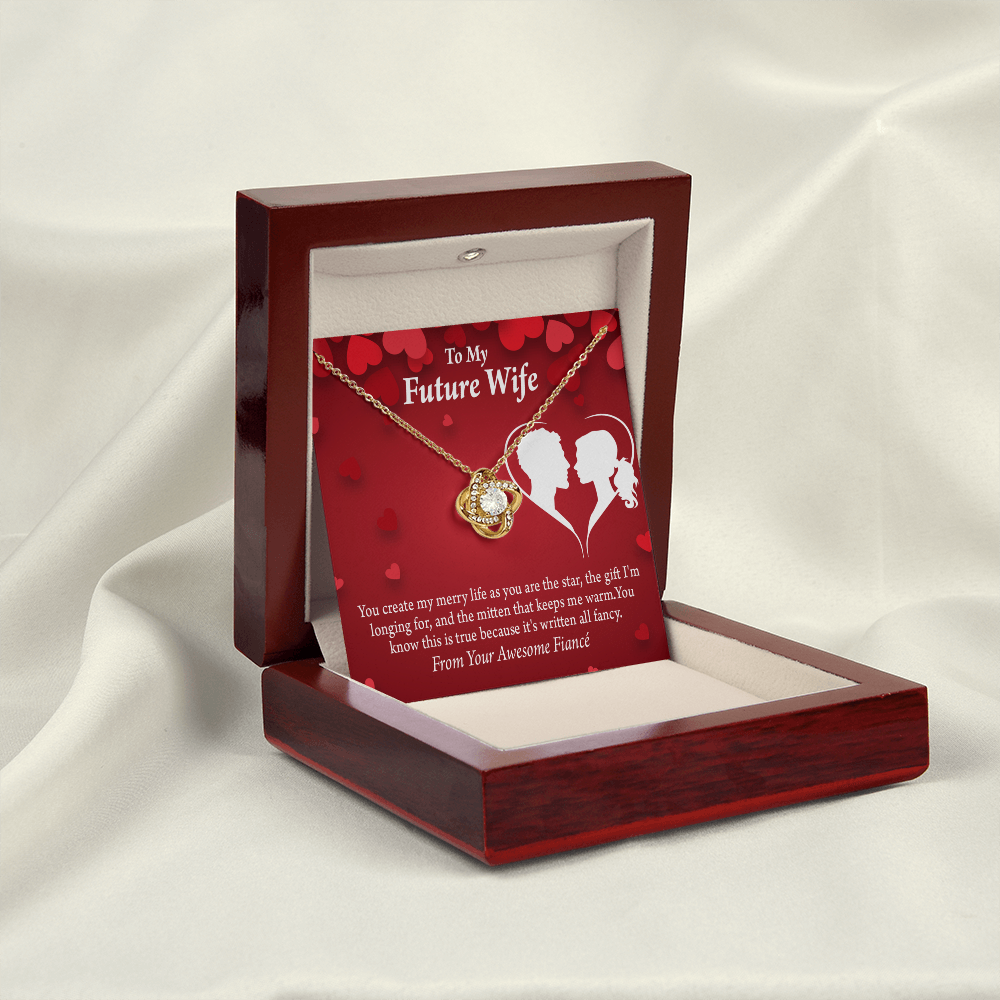 To My Fiancee Merry Life Infinity Knot Necklace Message Card-Express Your Love Gifts