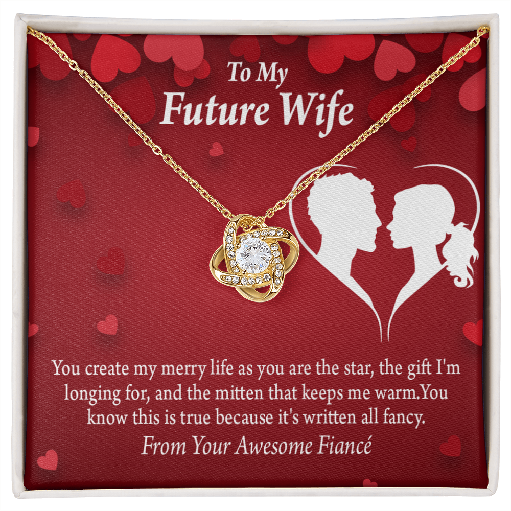 To My Fiancee Merry Life Infinity Knot Necklace Message Card-Express Your Love Gifts