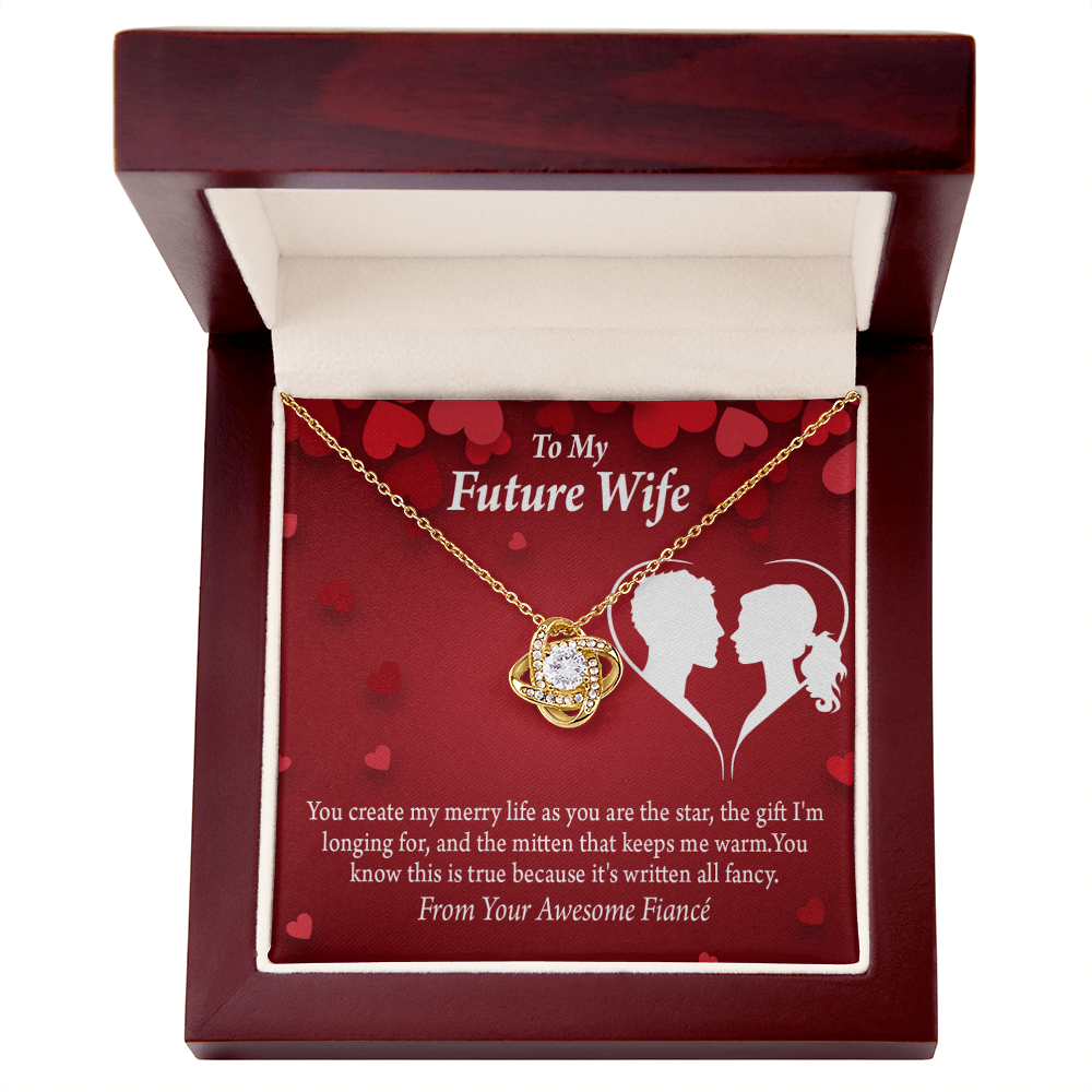 To My Fiancee Merry Life Infinity Knot Necklace Message Card-Express Your Love Gifts