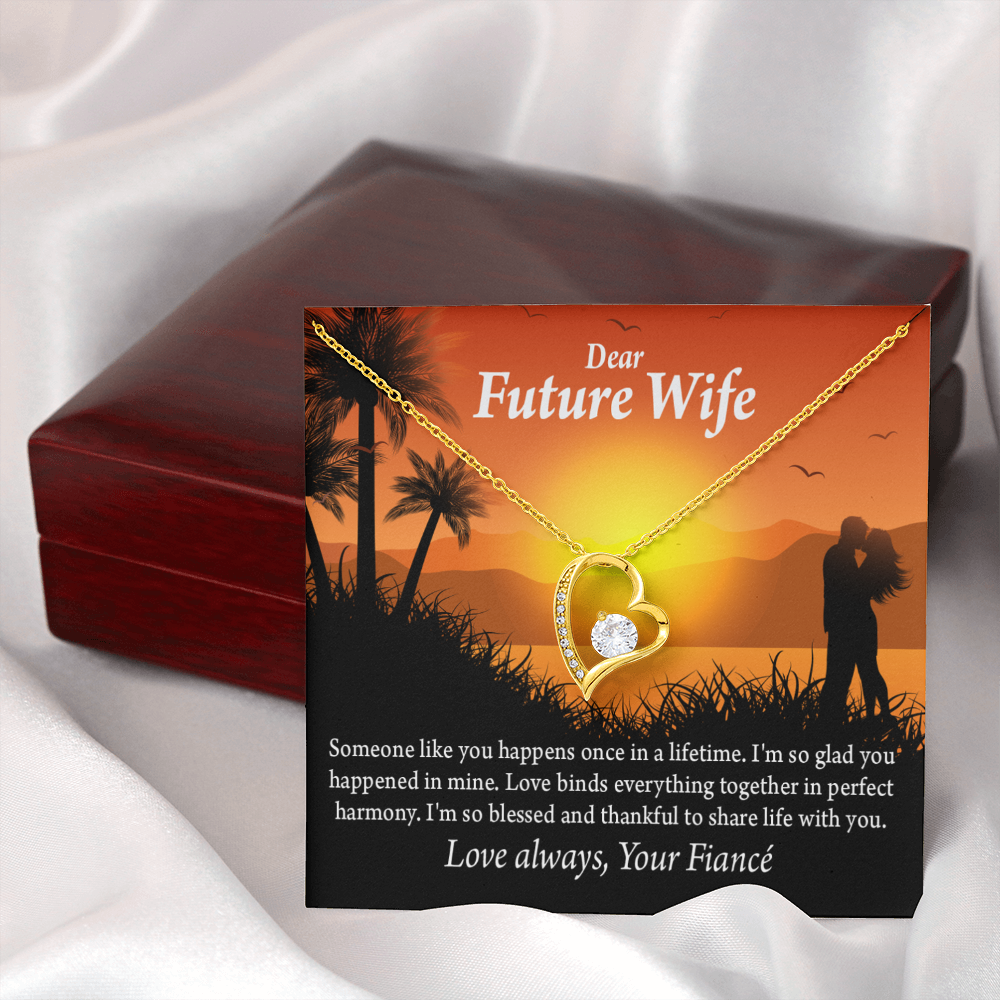 To My Fiancee Thankful Message Forever Necklace w Message Card-Express Your Love Gifts