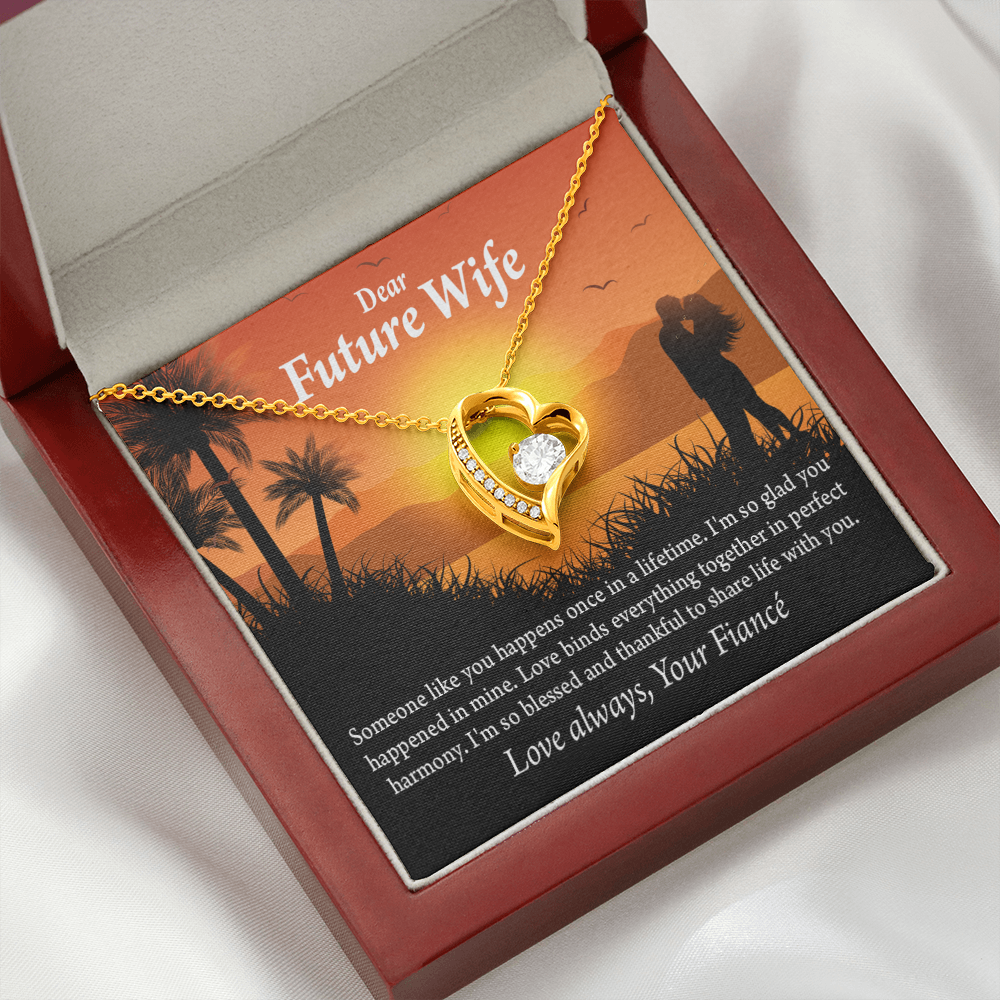 To My Fiancee Thankful Message Forever Necklace w Message Card-Express Your Love Gifts