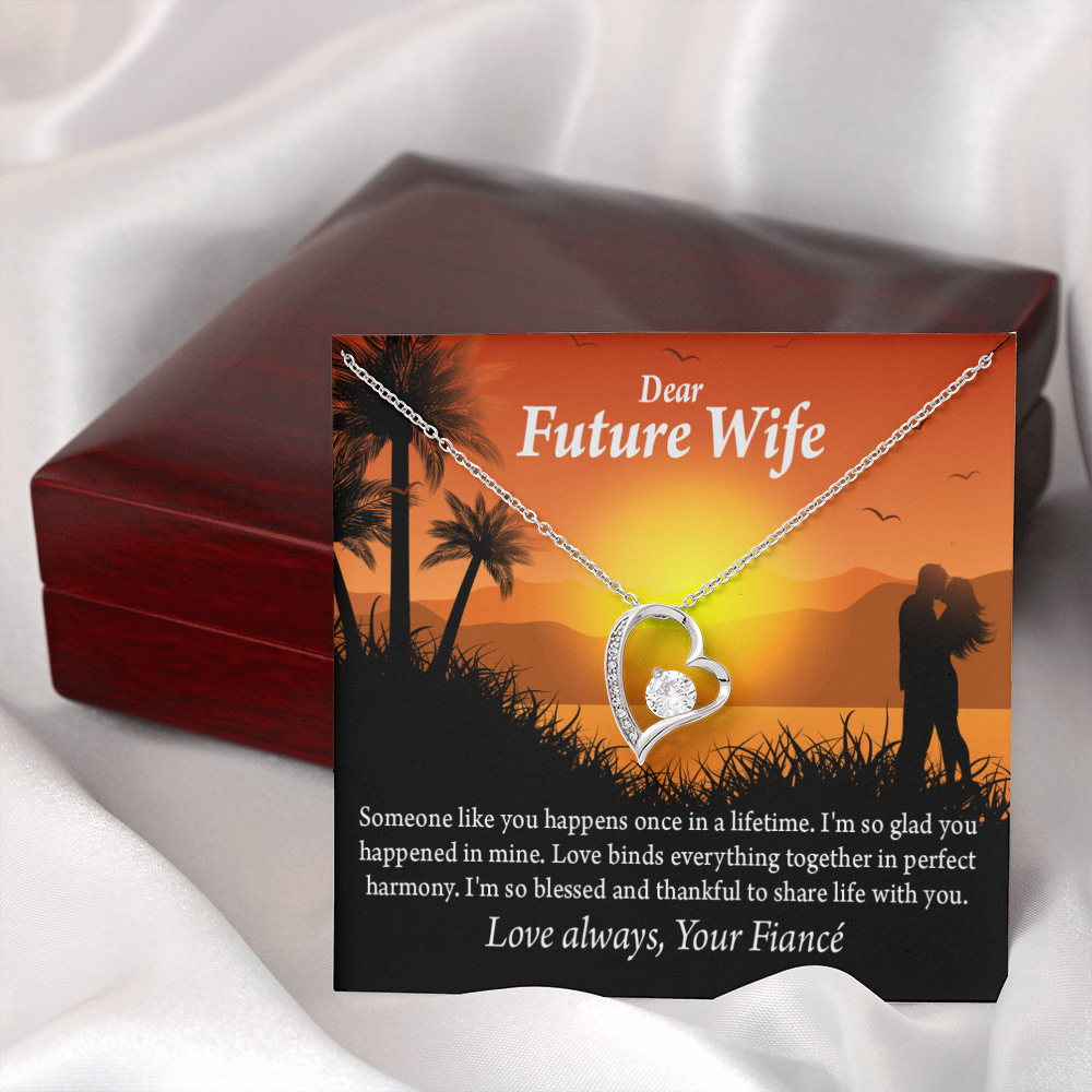 To My Fiancee Thankful Message Forever Necklace w Message Card-Express Your Love Gifts