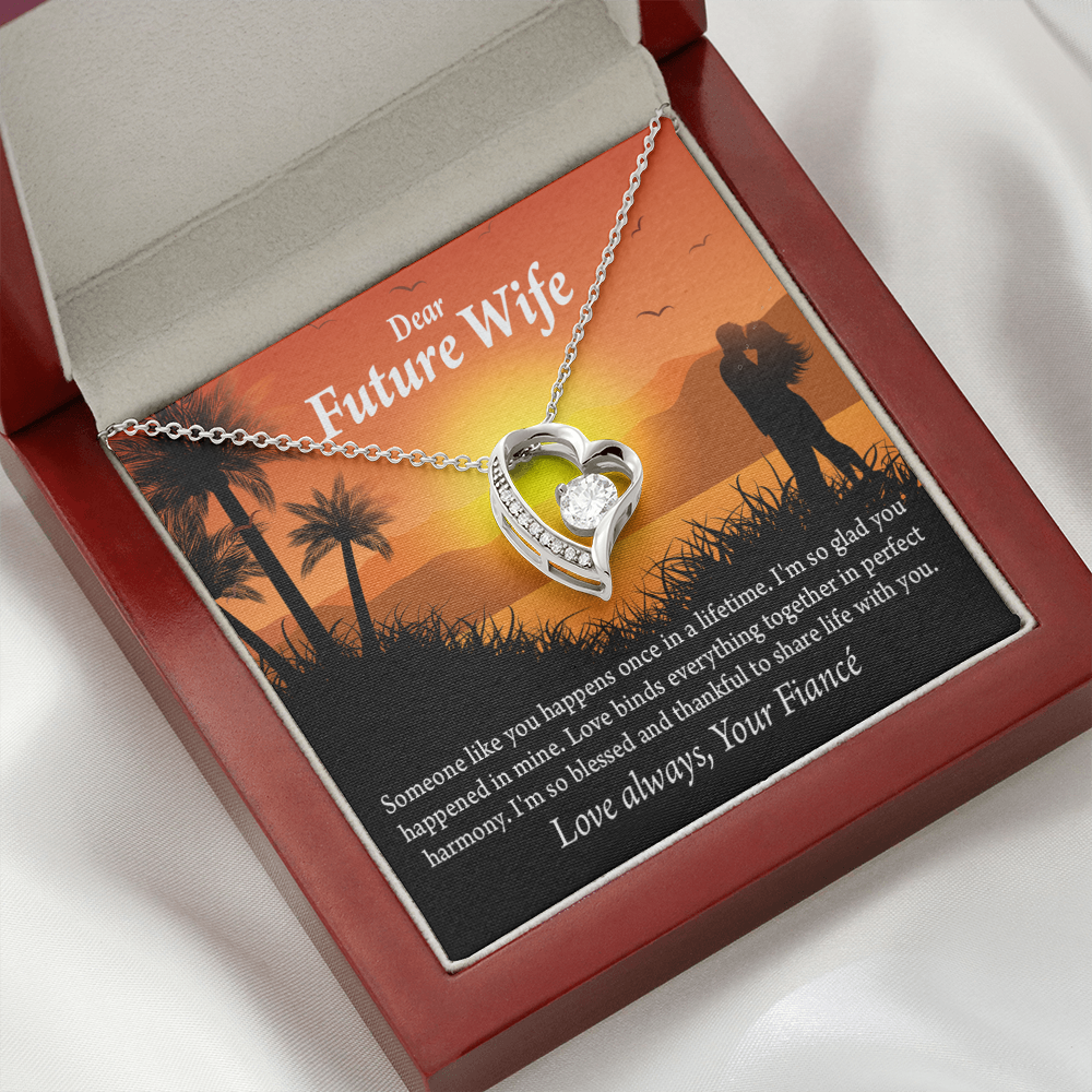 To My Fiancee Thankful Message Forever Necklace w Message Card-Express Your Love Gifts