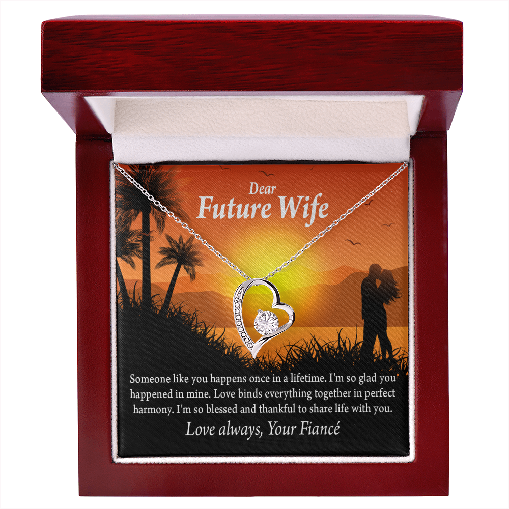 To My Fiancee Thankful Message Forever Necklace w Message Card-Express Your Love Gifts