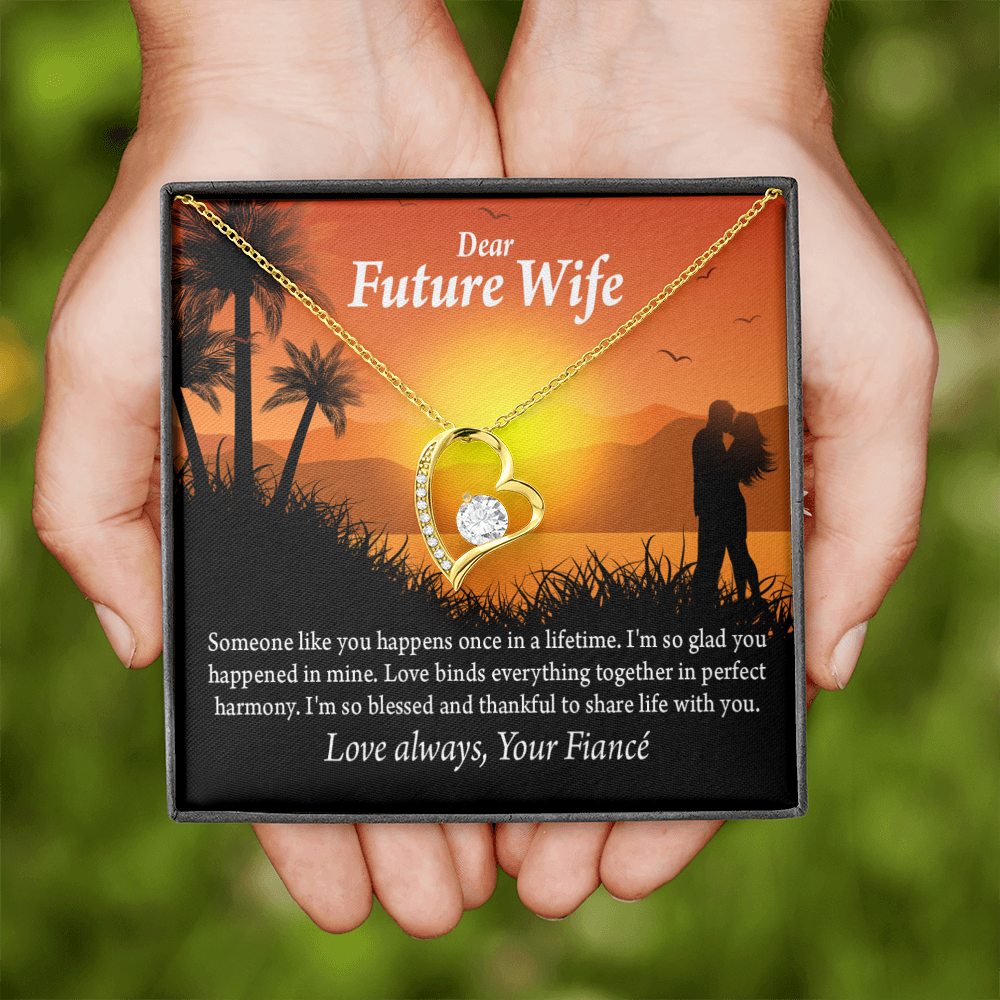 To My Fiancee Thankful Message Forever Necklace w Message Card-Express Your Love Gifts