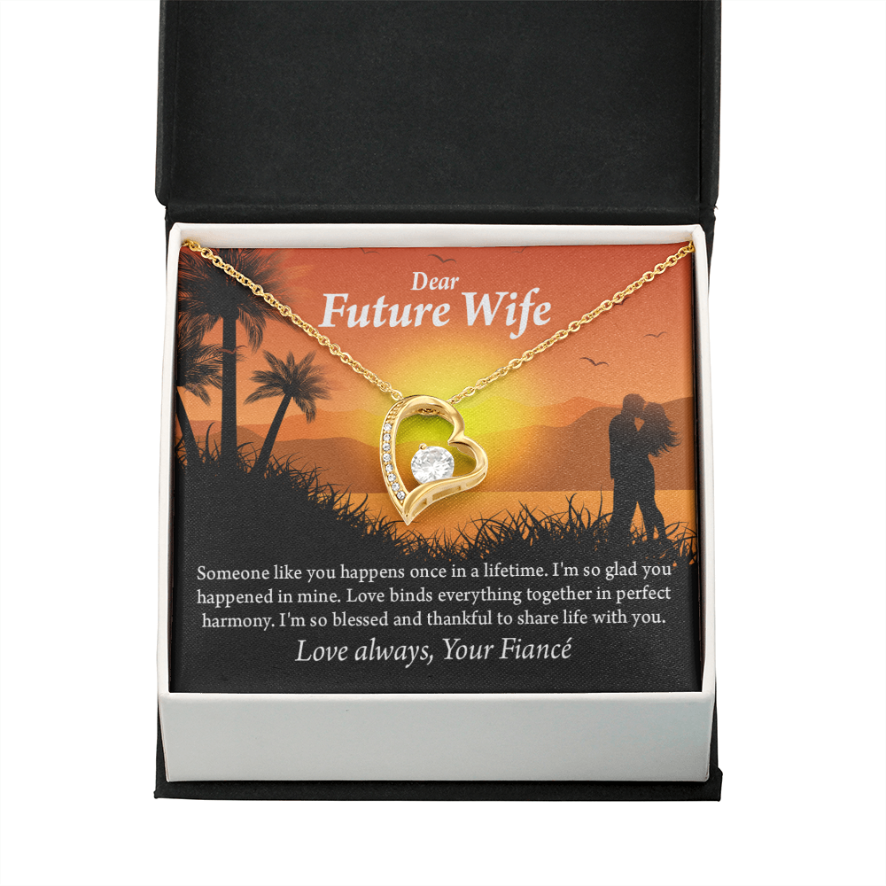 To My Fiancee Thankful Message Forever Necklace w Message Card-Express Your Love Gifts