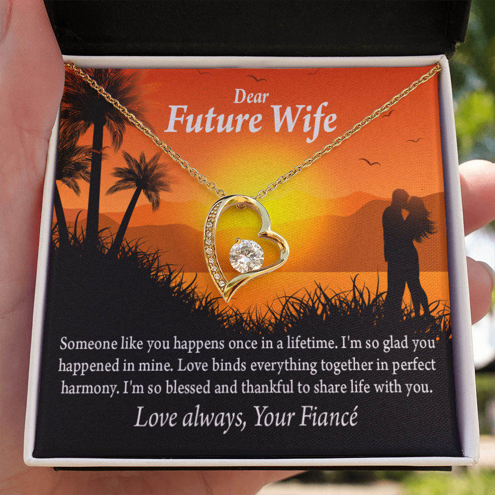 To My Fiancee Thankful Message Forever Necklace w Message Card-Express Your Love Gifts