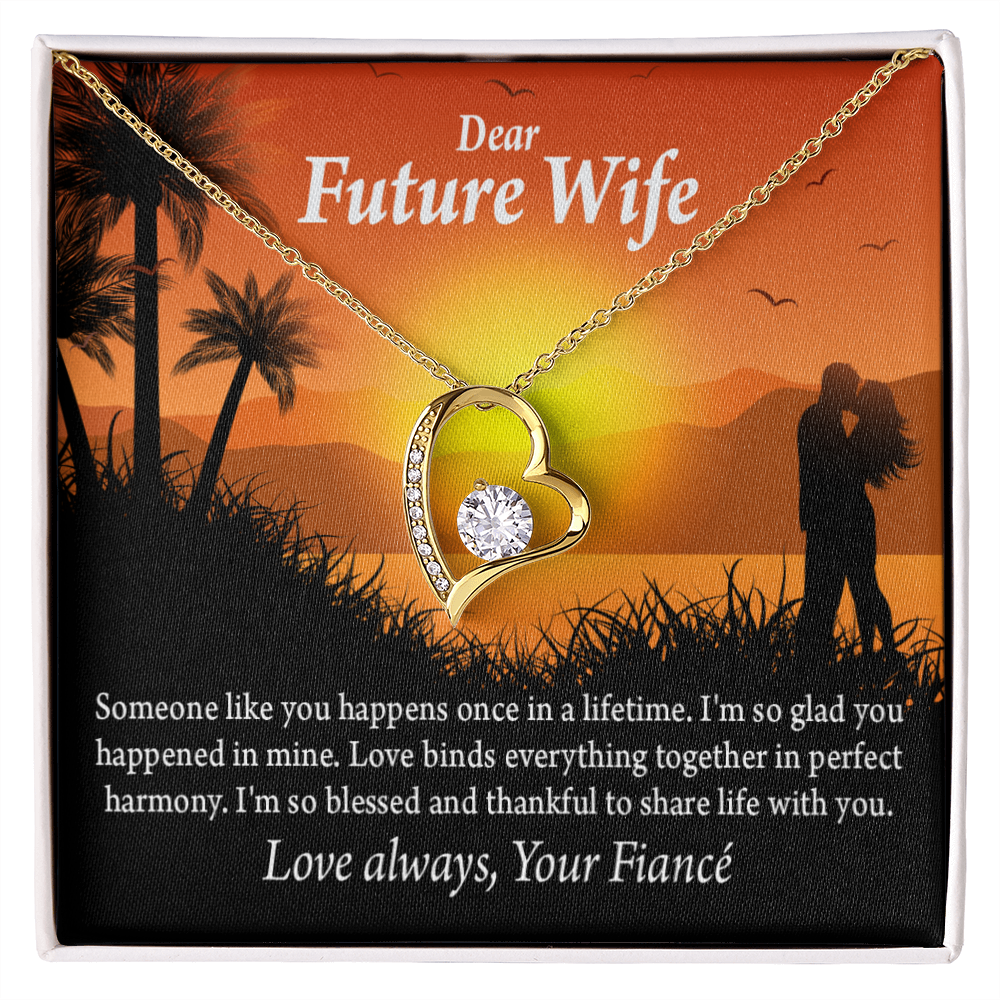 To My Fiancee Thankful Message Forever Necklace w Message Card-Express Your Love Gifts