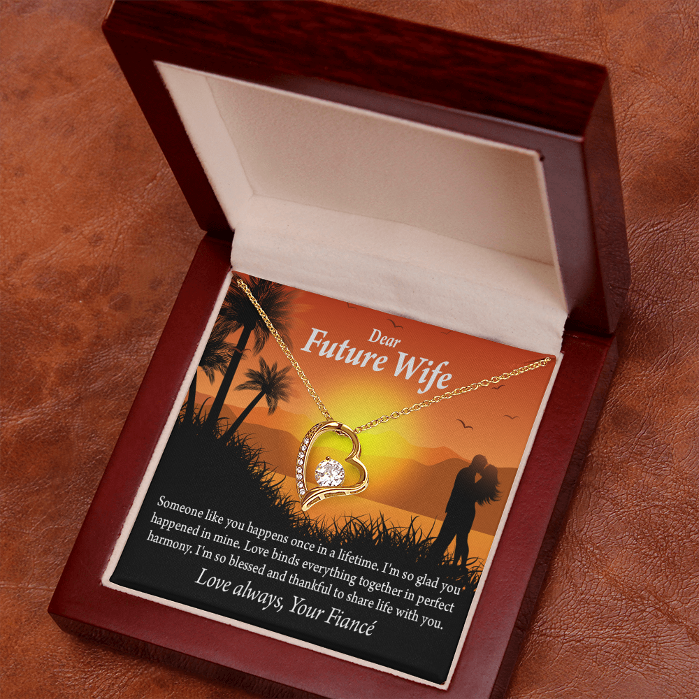 To My Fiancee Thankful Message Forever Necklace w Message Card-Express Your Love Gifts