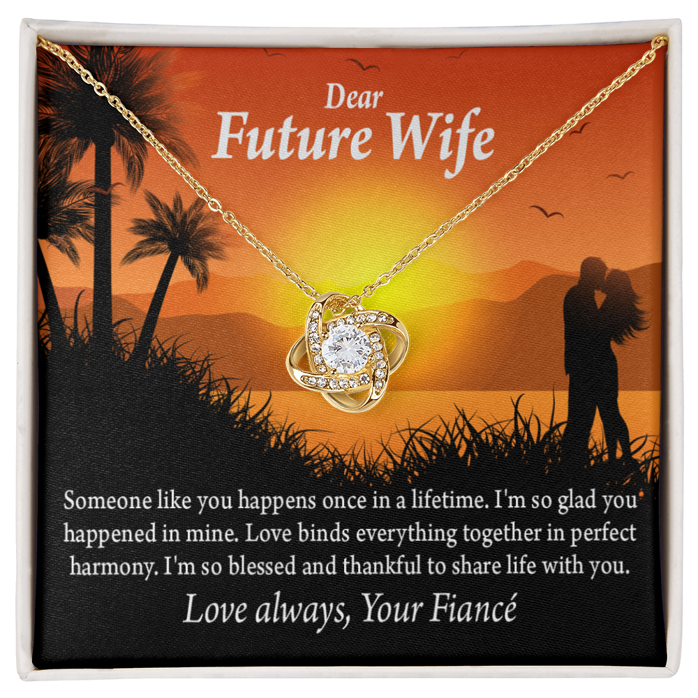 To My Fiancee Thankful Message Infinity Knot Necklace Message Card-Express Your Love Gifts