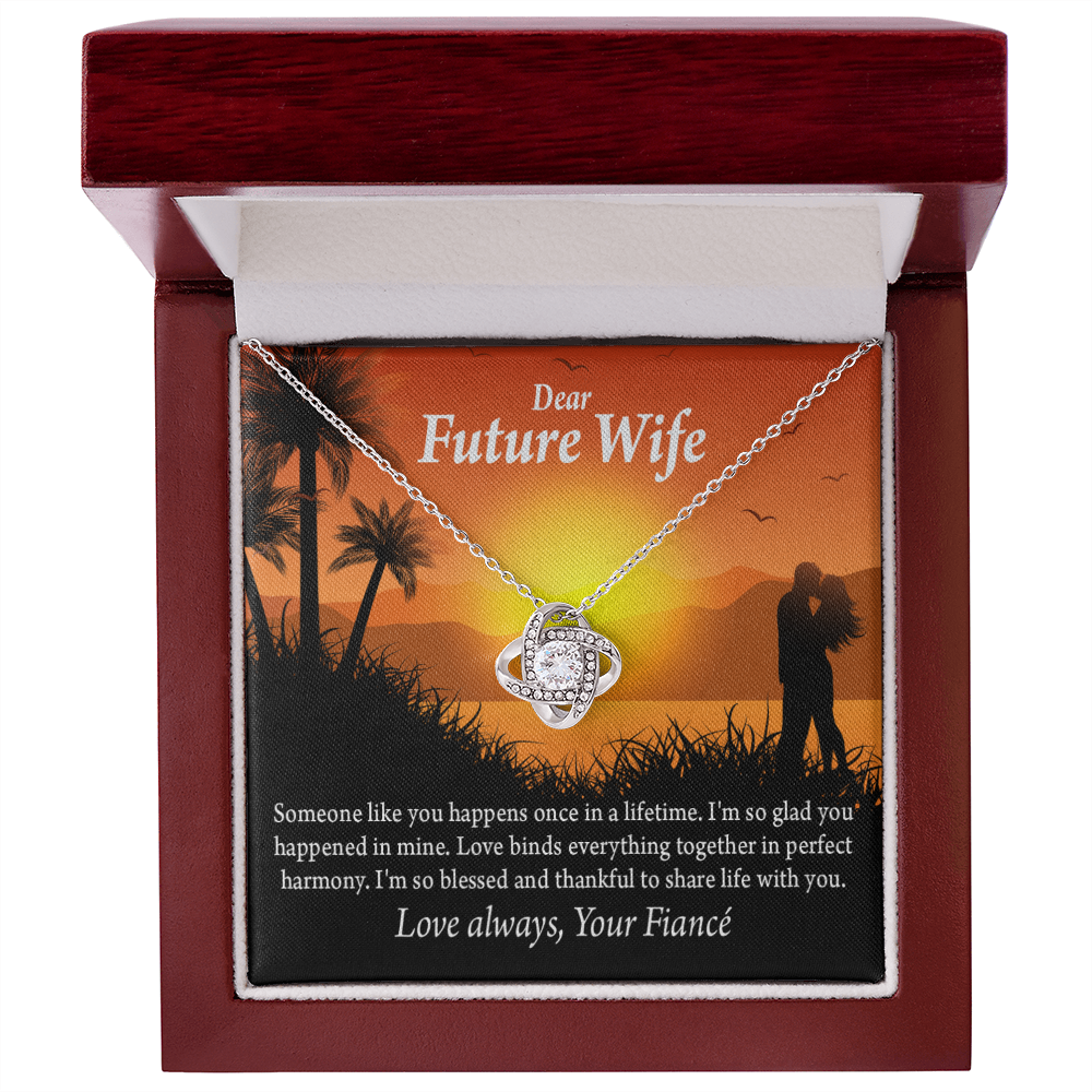 To My Fiancee Thankful Message Infinity Knot Necklace Message Card-Express Your Love Gifts