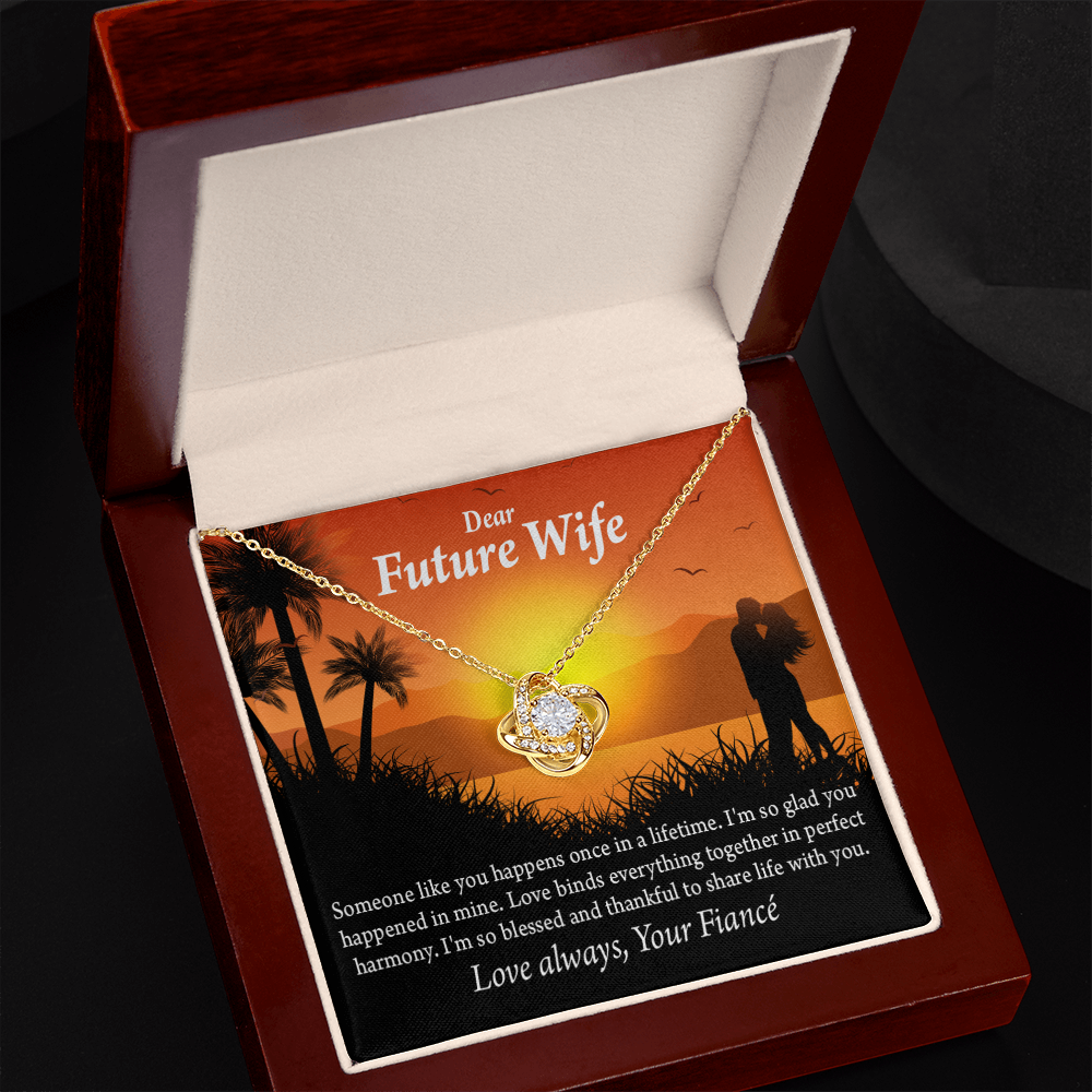 To My Fiancee Thankful Message Infinity Knot Necklace Message Card-Express Your Love Gifts