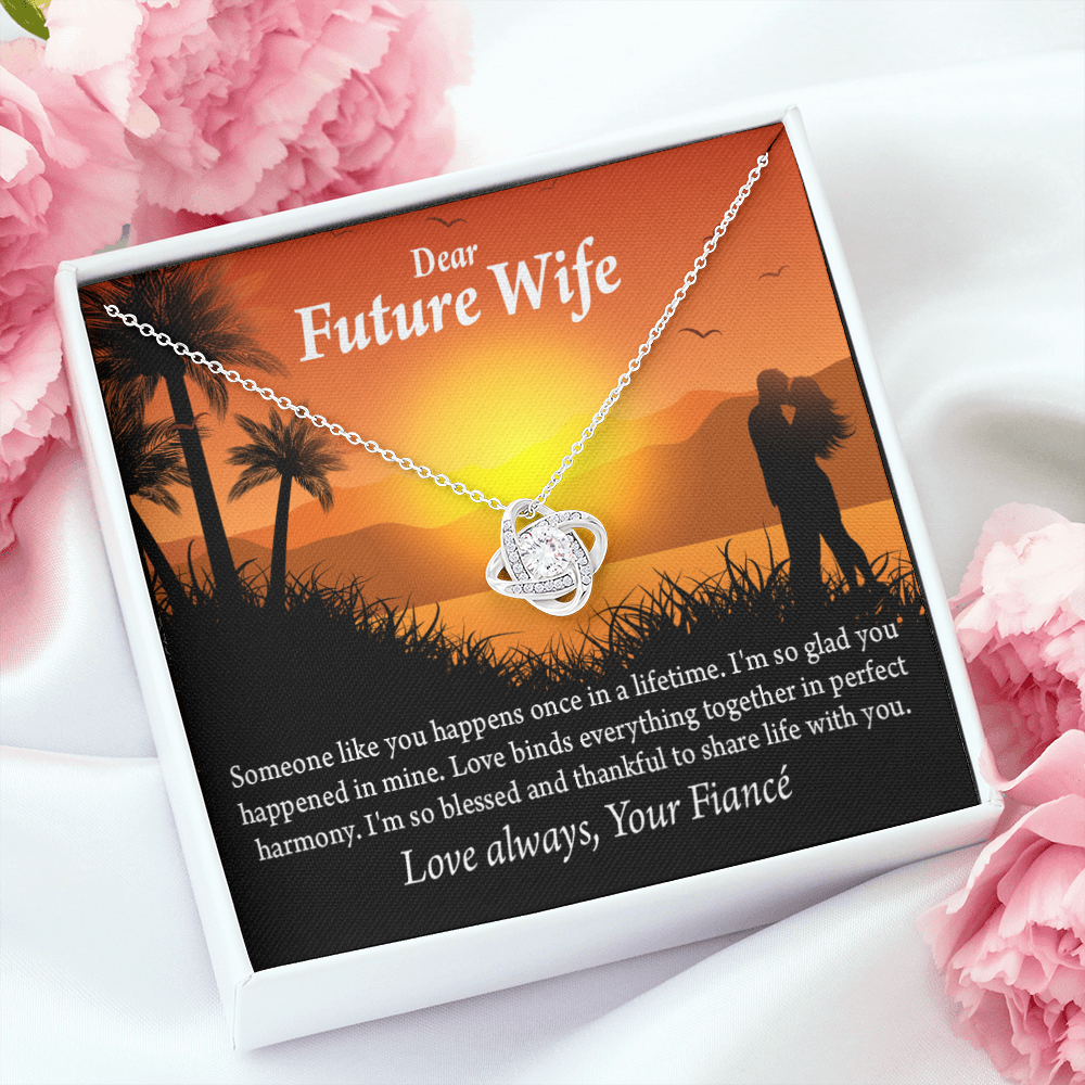 To My Fiancee Thankful Message Infinity Knot Necklace Message Card-Express Your Love Gifts