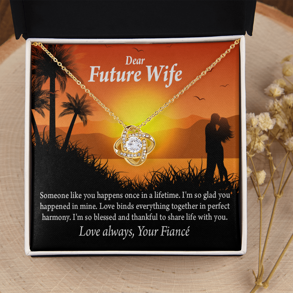 To My Fiancee Thankful Message Infinity Knot Necklace Message Card-Express Your Love Gifts