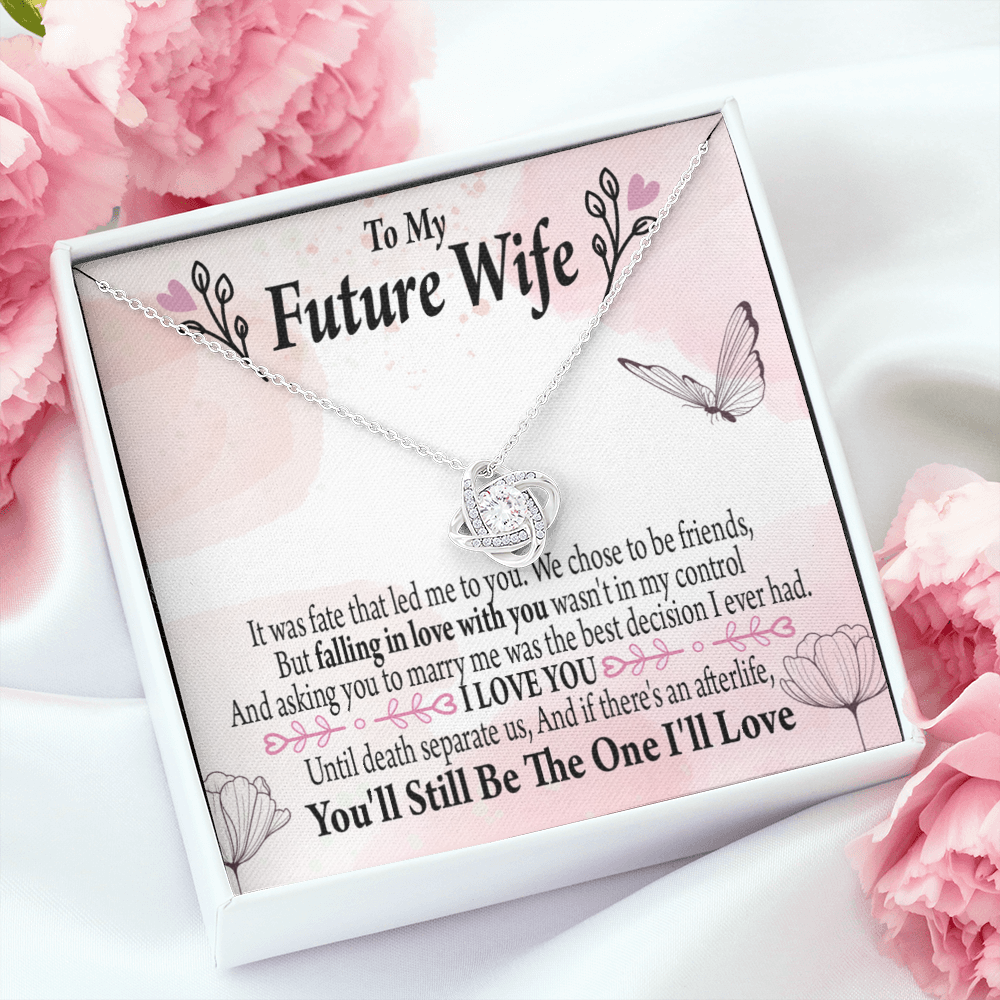 To My Fiancee The One Infinity Knot Necklace Message Card-Express Your Love Gifts