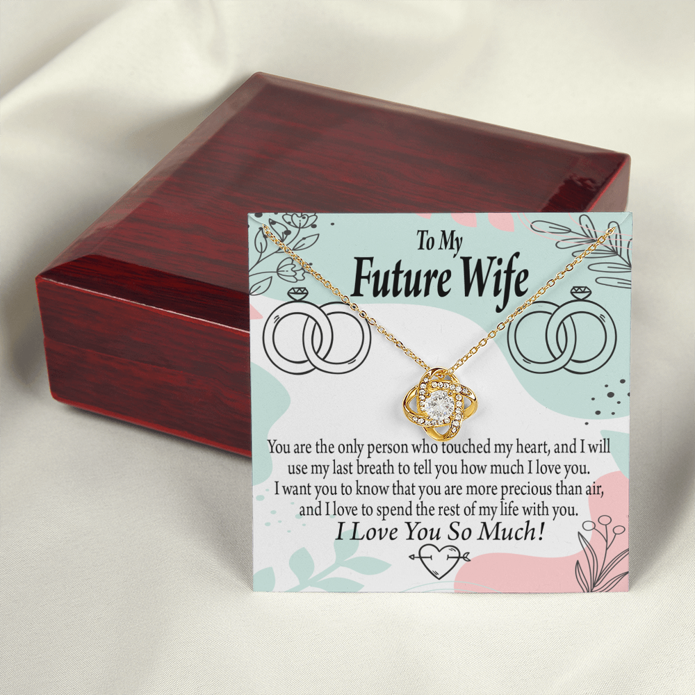 To My Fiancee Touch My Heart Infinity Knot Necklace Message Card-Express Your Love Gifts