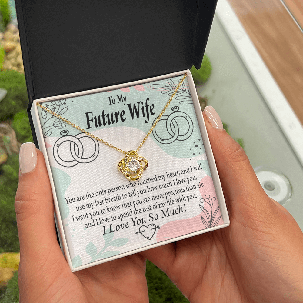 To My Fiancee Touch My Heart Infinity Knot Necklace Message Card-Express Your Love Gifts