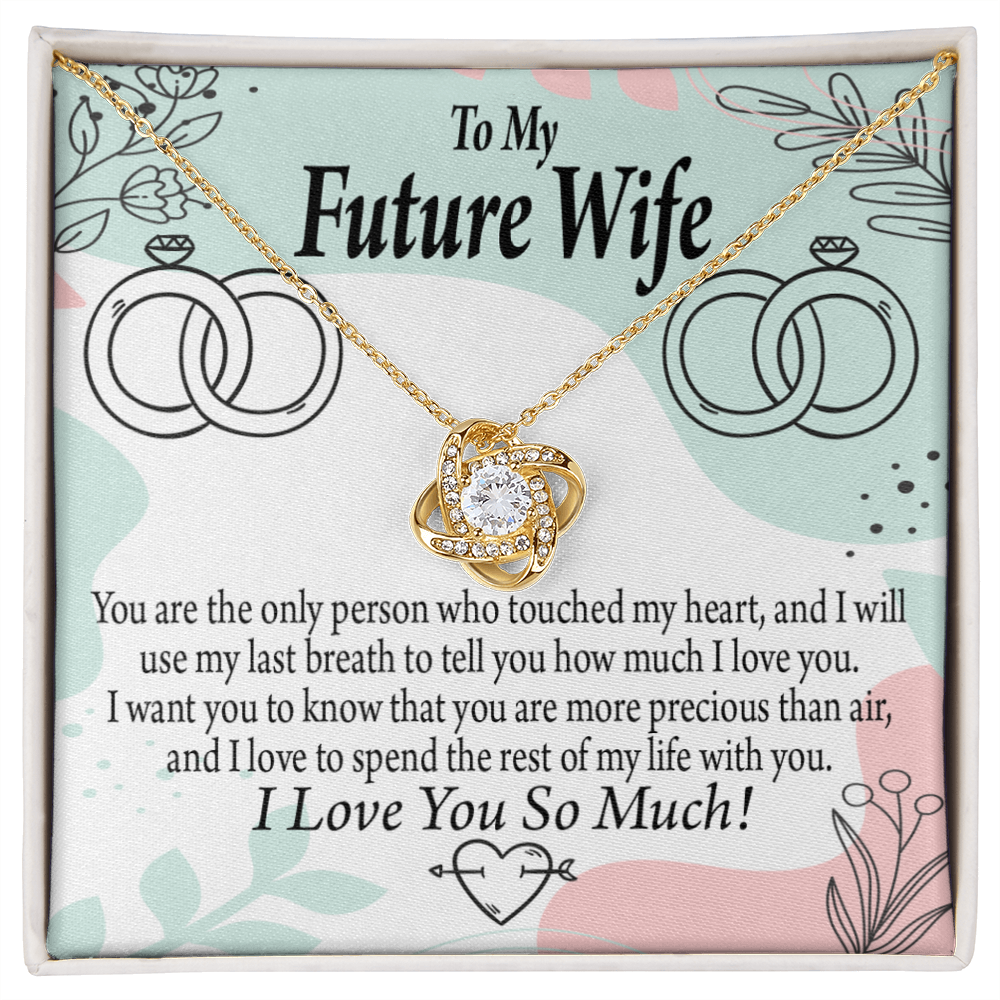 To My Fiancee Touch My Heart Infinity Knot Necklace Message Card-Express Your Love Gifts