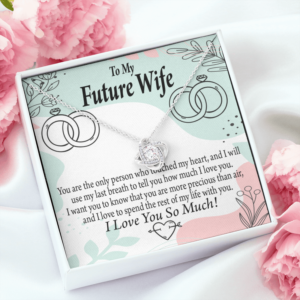 To My Fiancee Touch My Heart Infinity Knot Necklace Message Card-Express Your Love Gifts