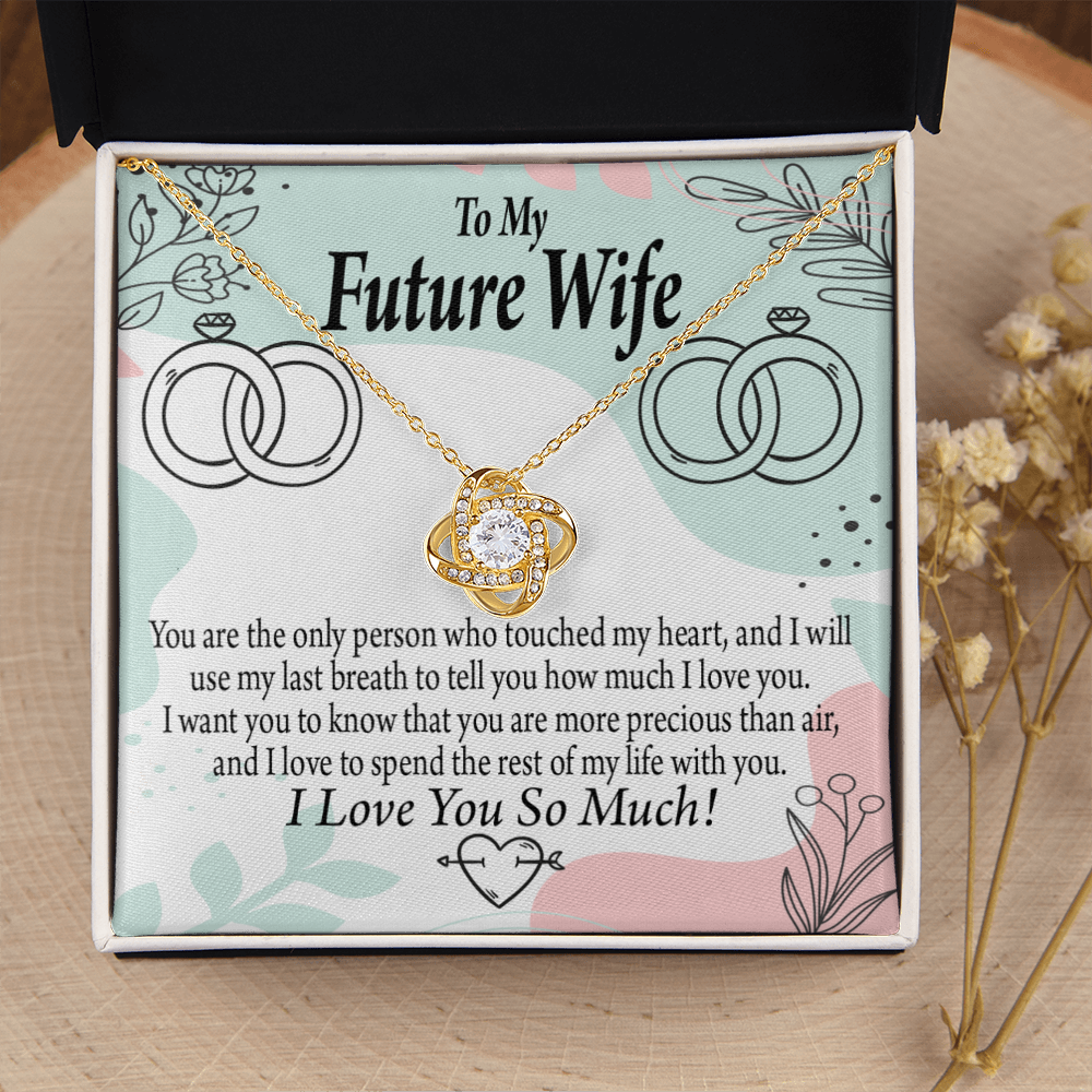 To My Fiancee Touch My Heart Infinity Knot Necklace Message Card-Express Your Love Gifts