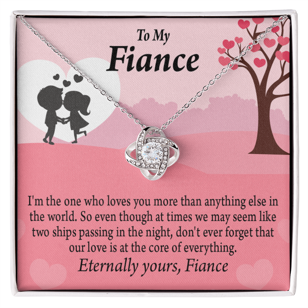 To My Fiancee We Are Like Two Ships Passing In The Night Infinity Knot Necklace Message Card-Express Your Love Gifts