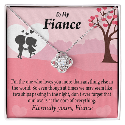 To My Fiancee We Are Like Two Ships Passing In The Night Infinity Knot Necklace Message Card-Express Your Love Gifts