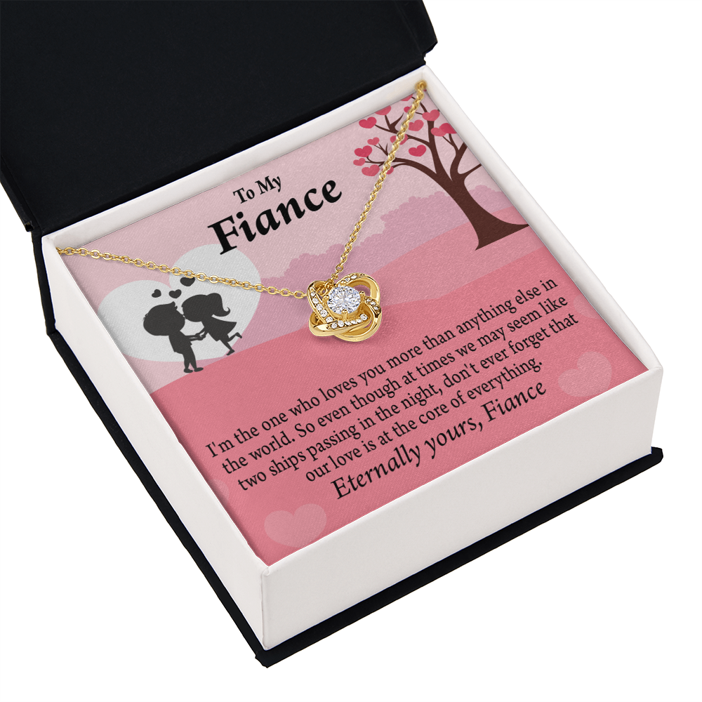 To My Fiancee We Are Like Two Ships Passing In The Night Infinity Knot Necklace Message Card-Express Your Love Gifts