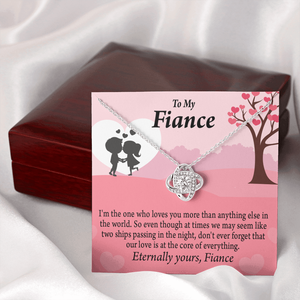 To My Fiancee We Are Like Two Ships Passing In The Night Infinity Knot Necklace Message Card-Express Your Love Gifts