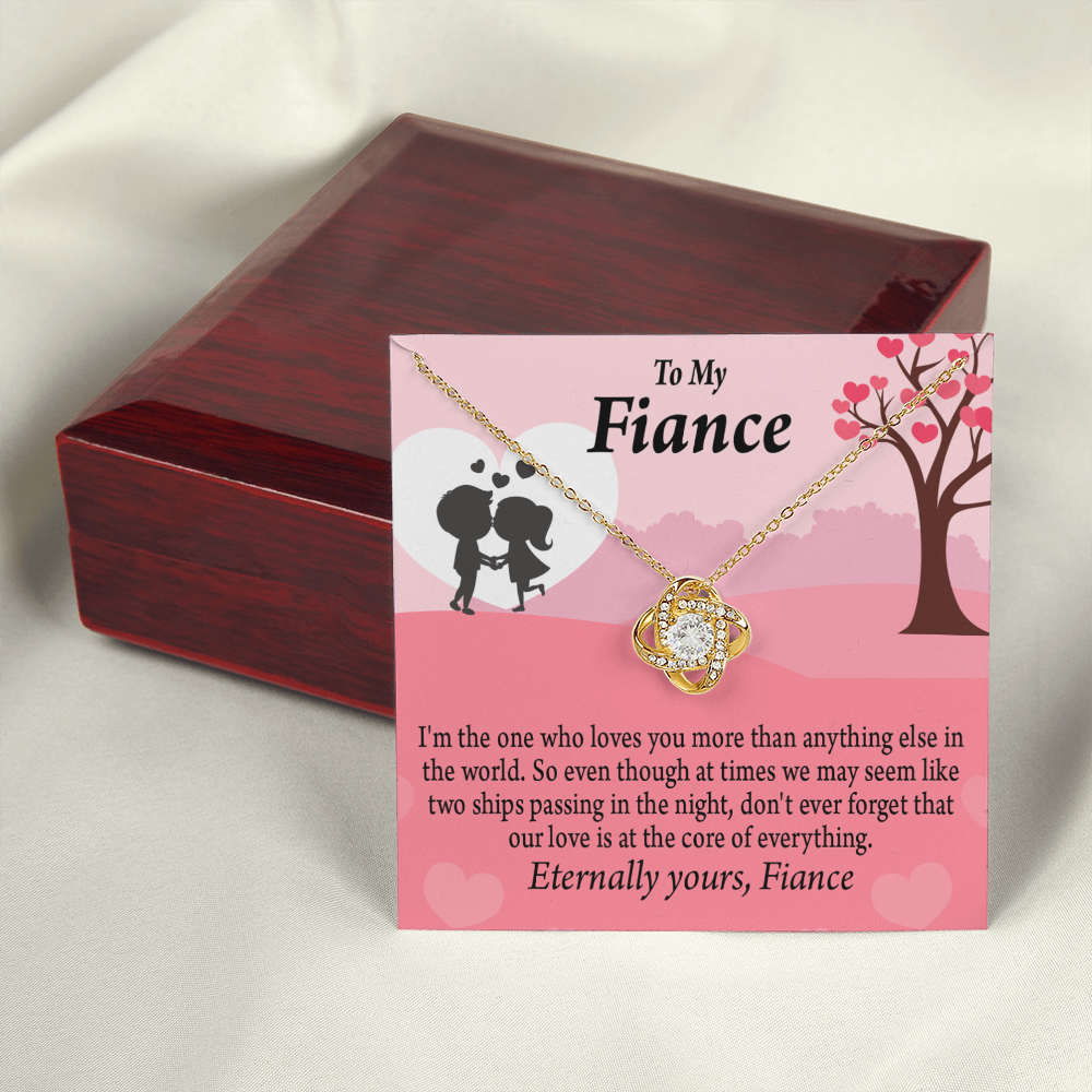 To My Fiancee We Are Like Two Ships Passing In The Night Infinity Knot Necklace Message Card-Express Your Love Gifts