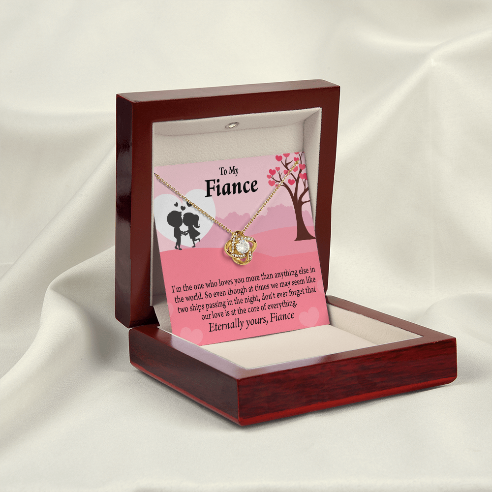 To My Fiancee We Are Like Two Ships Passing In The Night Infinity Knot Necklace Message Card-Express Your Love Gifts