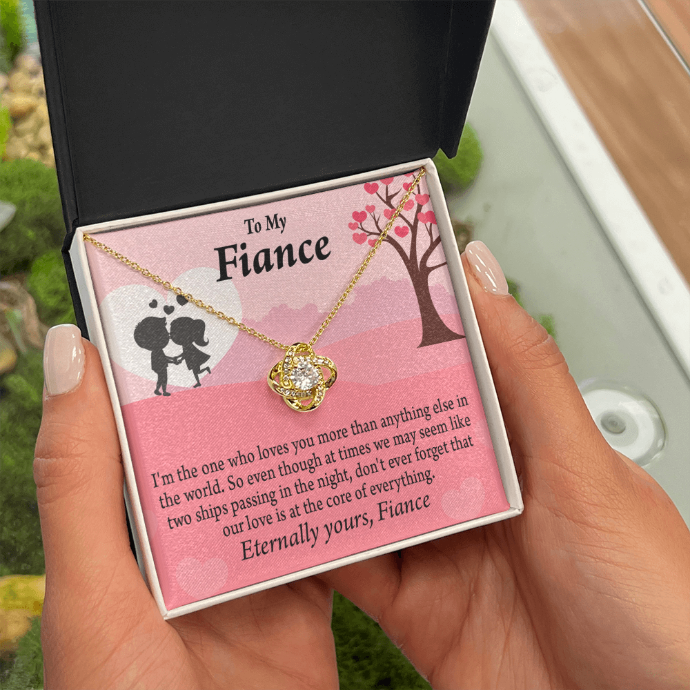 To My Fiancee We Are Like Two Ships Passing In The Night Infinity Knot Necklace Message Card-Express Your Love Gifts