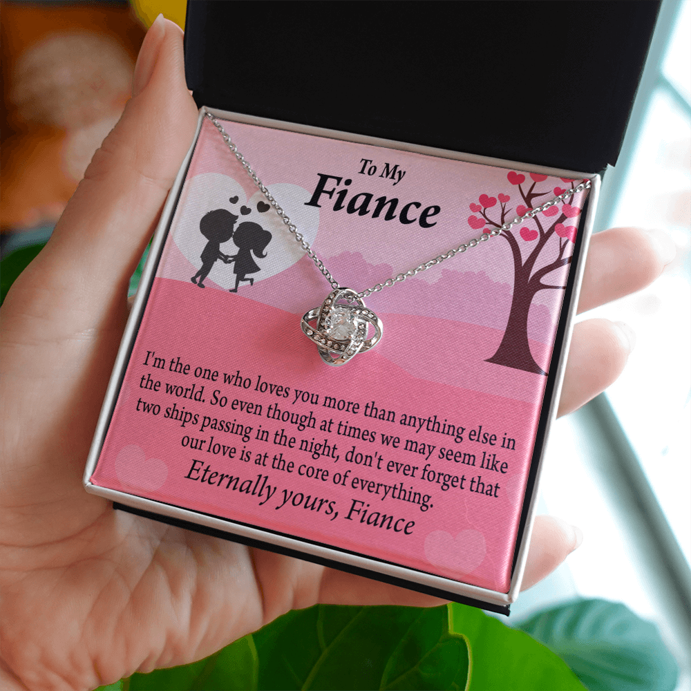 To My Fiancee We Are Like Two Ships Passing In The Night Infinity Knot Necklace Message Card-Express Your Love Gifts