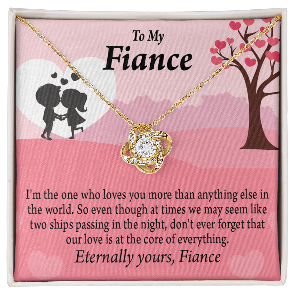To My Fiancee We Are Like Two Ships Passing In The Night Infinity Knot Necklace Message Card-Express Your Love Gifts