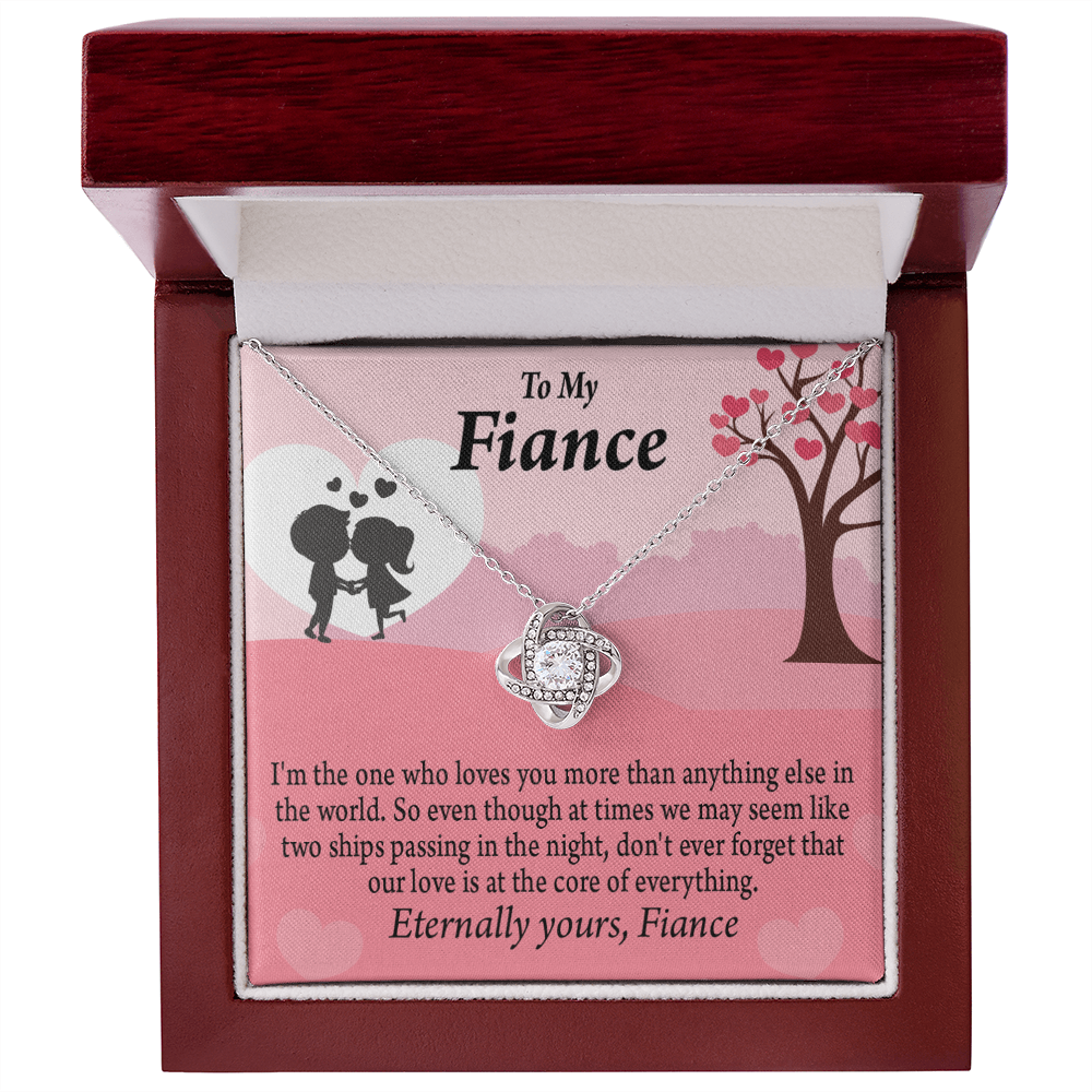 To My Fiancee We Are Like Two Ships Passing In The Night Infinity Knot Necklace Message Card-Express Your Love Gifts