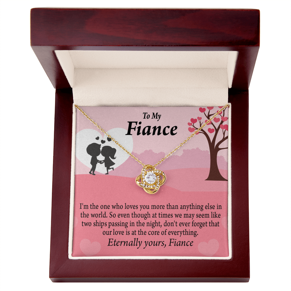 To My Fiancee We Are Like Two Ships Passing In The Night Infinity Knot Necklace Message Card-Express Your Love Gifts
