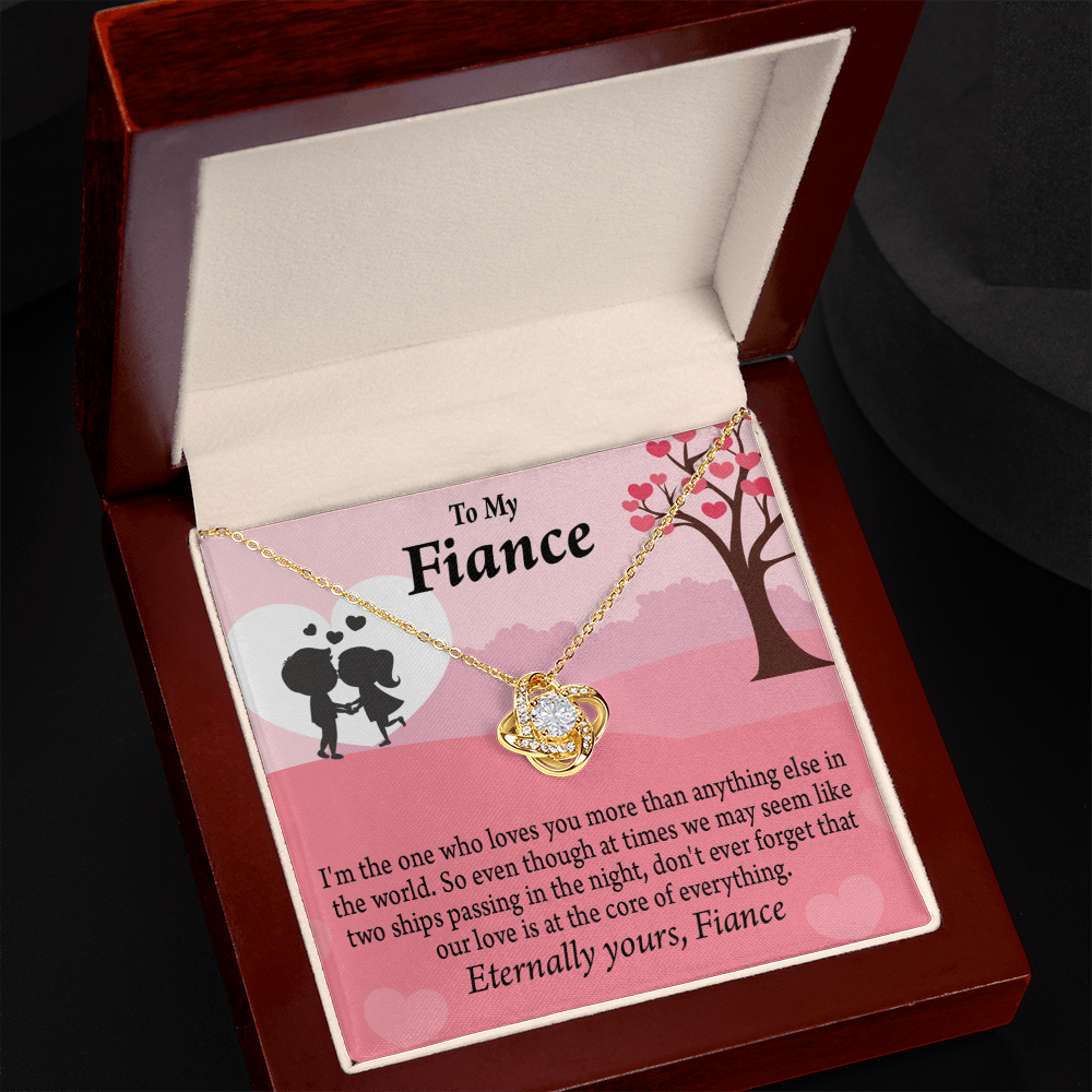 To My Fiancee We Are Like Two Ships Passing In The Night Infinity Knot Necklace Message Card-Express Your Love Gifts