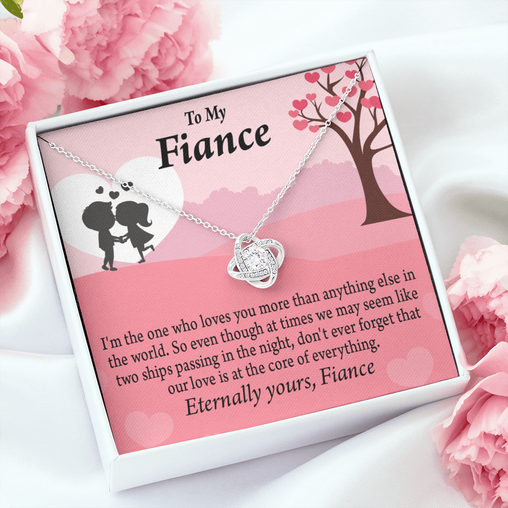 To My Fiancee We Are Like Two Ships Passing In The Night Infinity Knot Necklace Message Card-Express Your Love Gifts
