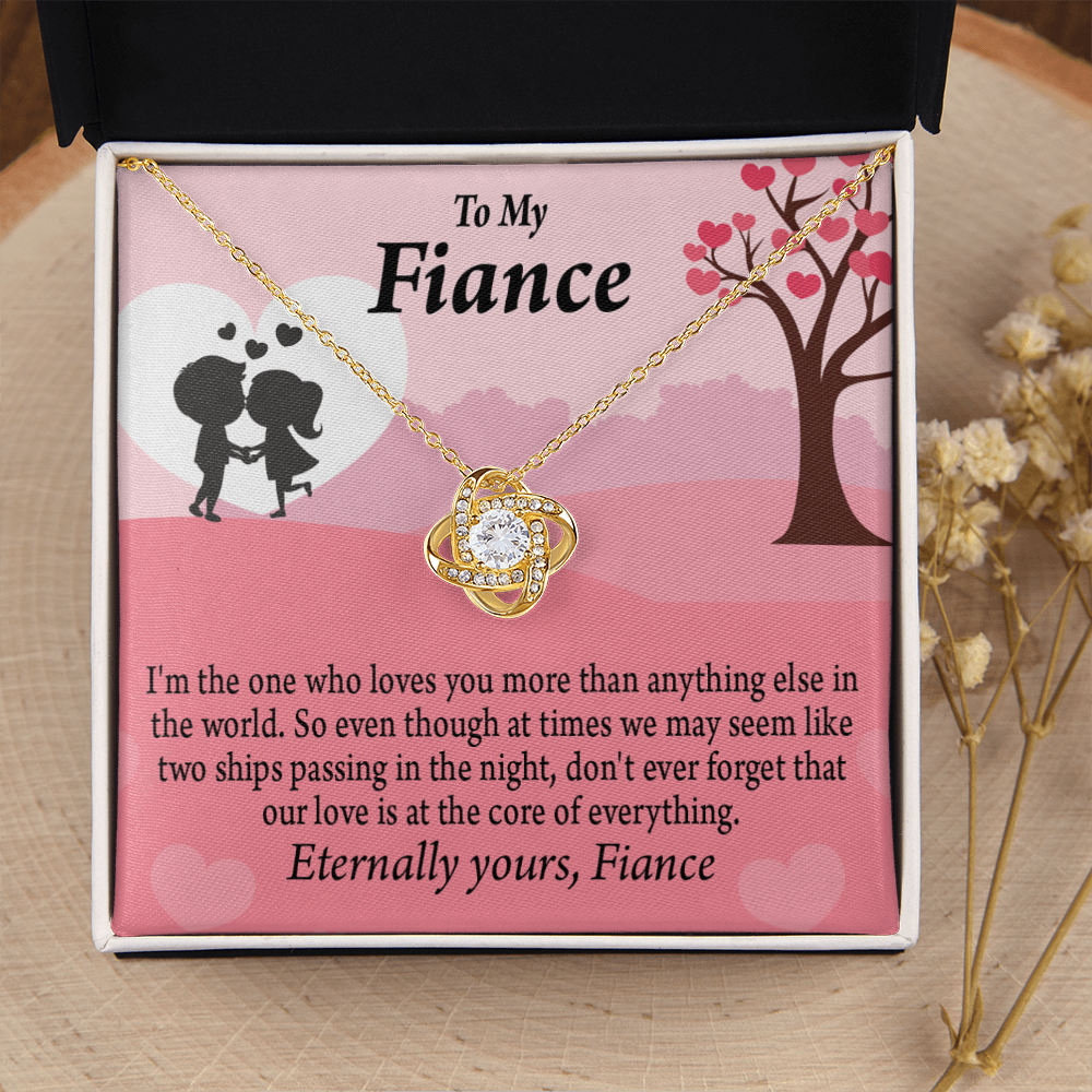 To My Fiancee We Are Like Two Ships Passing In The Night Infinity Knot Necklace Message Card-Express Your Love Gifts