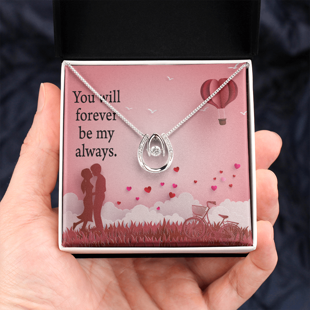 To My Future Wife Forever My Always Lucky Horseshoe Necklace Message Card 14k w CZ Crystals-Express Your Love Gifts