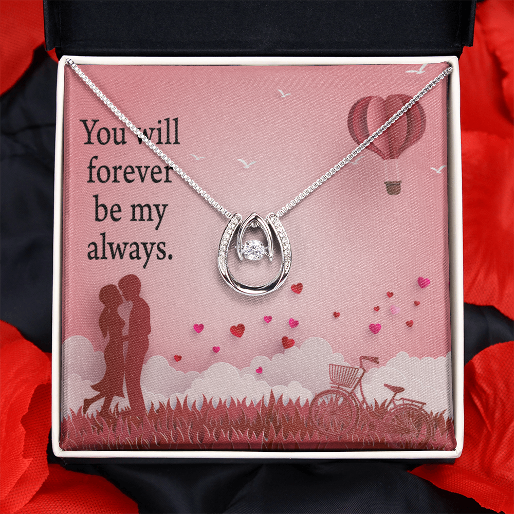 To My Future Wife Forever My Always Lucky Horseshoe Necklace Message Card 14k w CZ Crystals-Express Your Love Gifts