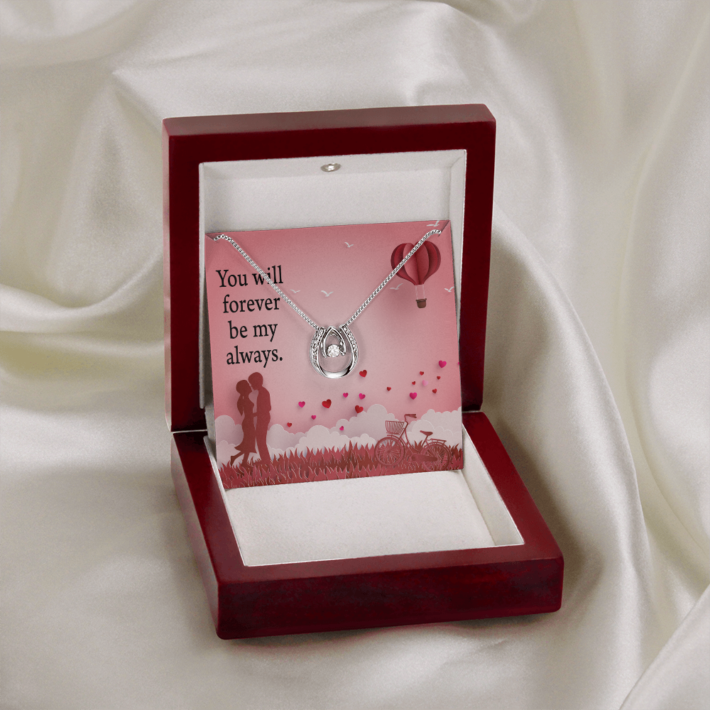 To My Future Wife Forever My Always Lucky Horseshoe Necklace Message Card 14k w CZ Crystals-Express Your Love Gifts