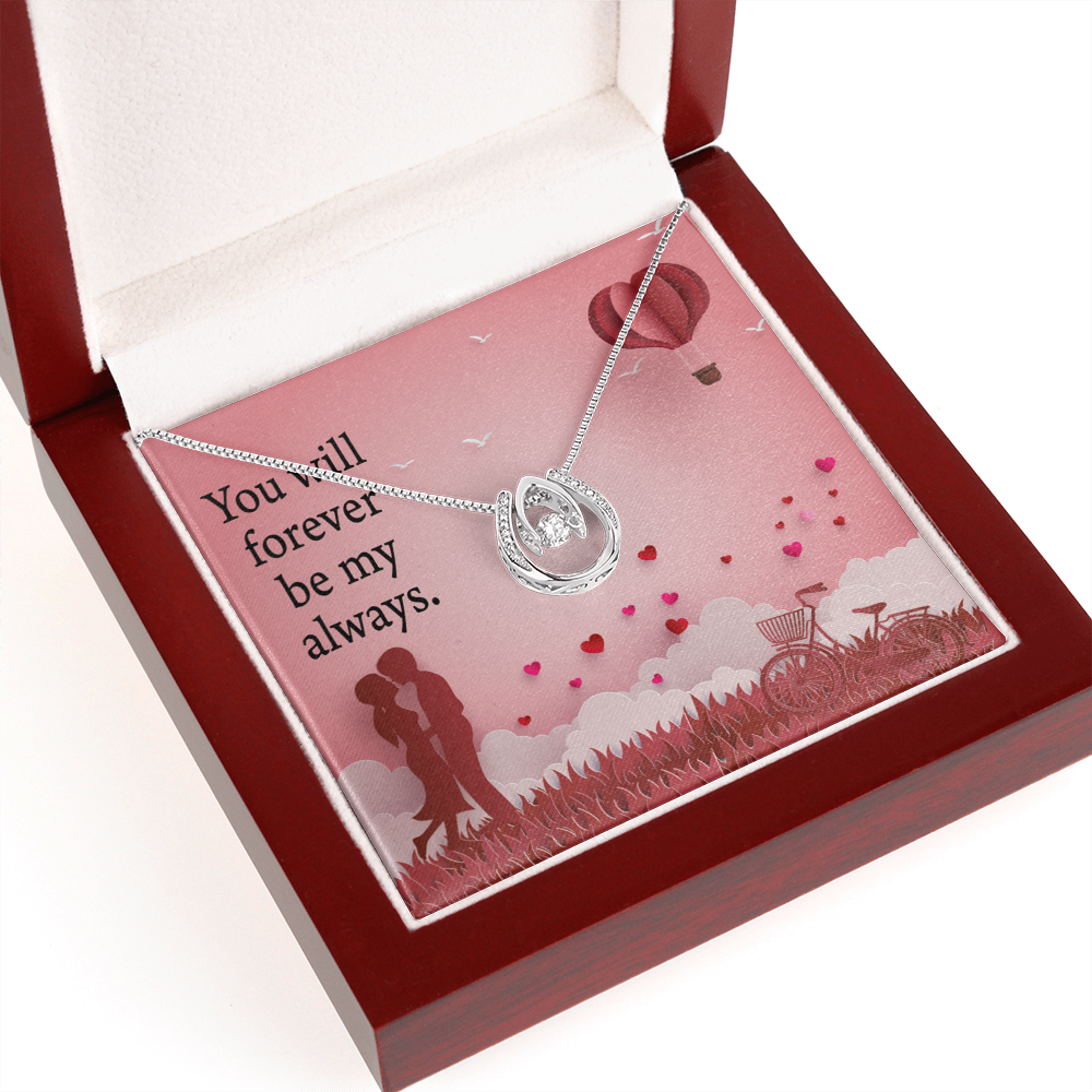 To My Future Wife Forever My Always Lucky Horseshoe Necklace Message Card 14k w CZ Crystals-Express Your Love Gifts