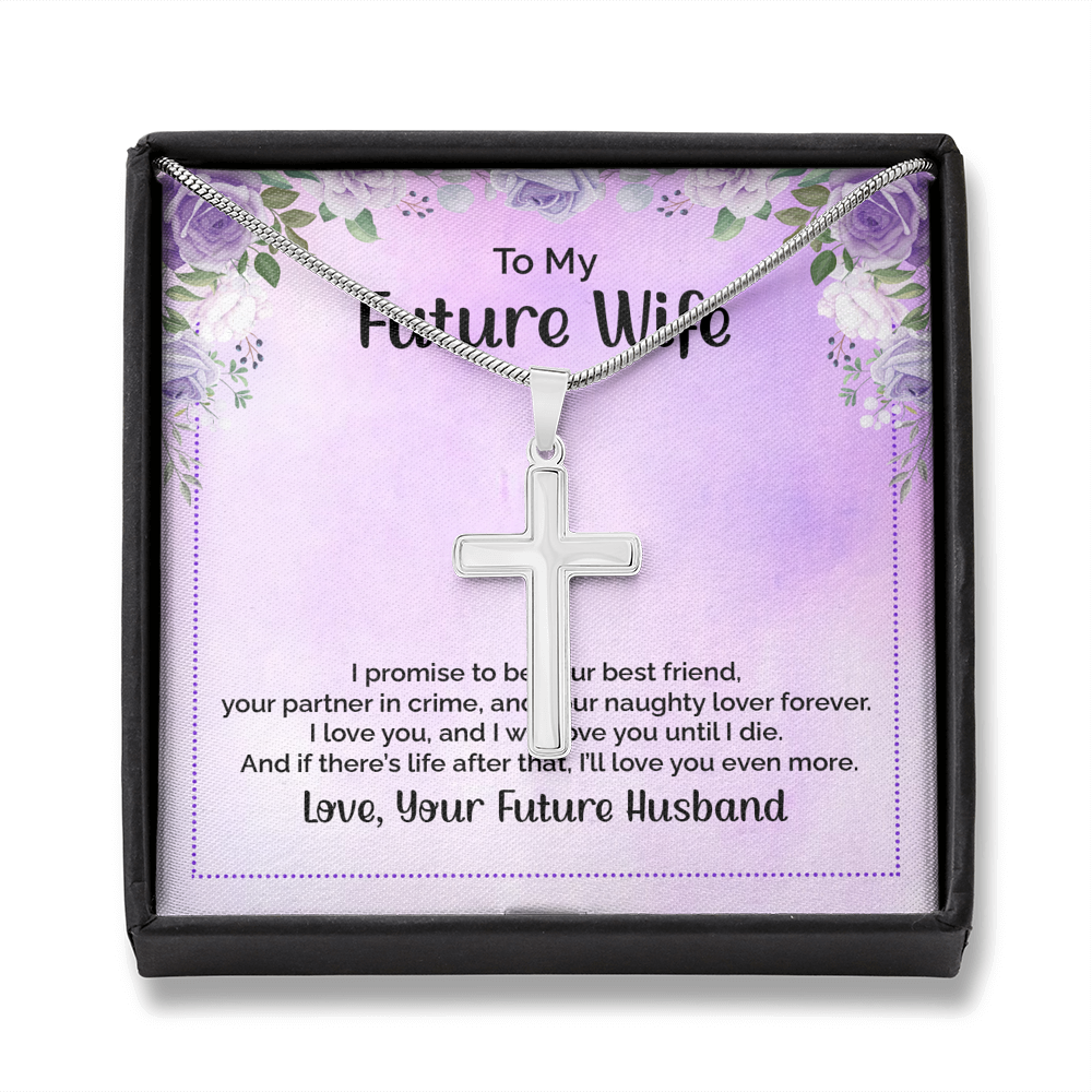 To My Future Wife I Promise To Be Your Best Friend Cross Card Necklace w Stainless Steel Pendant-Express Your Love Gifts
