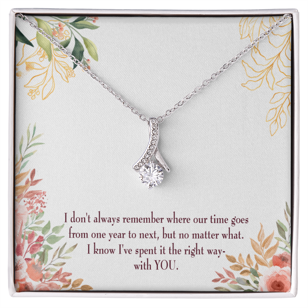 To My Girlfriend A Time Well Spent Alluring Ribbon Necklace Message Card-Express Your Love Gifts