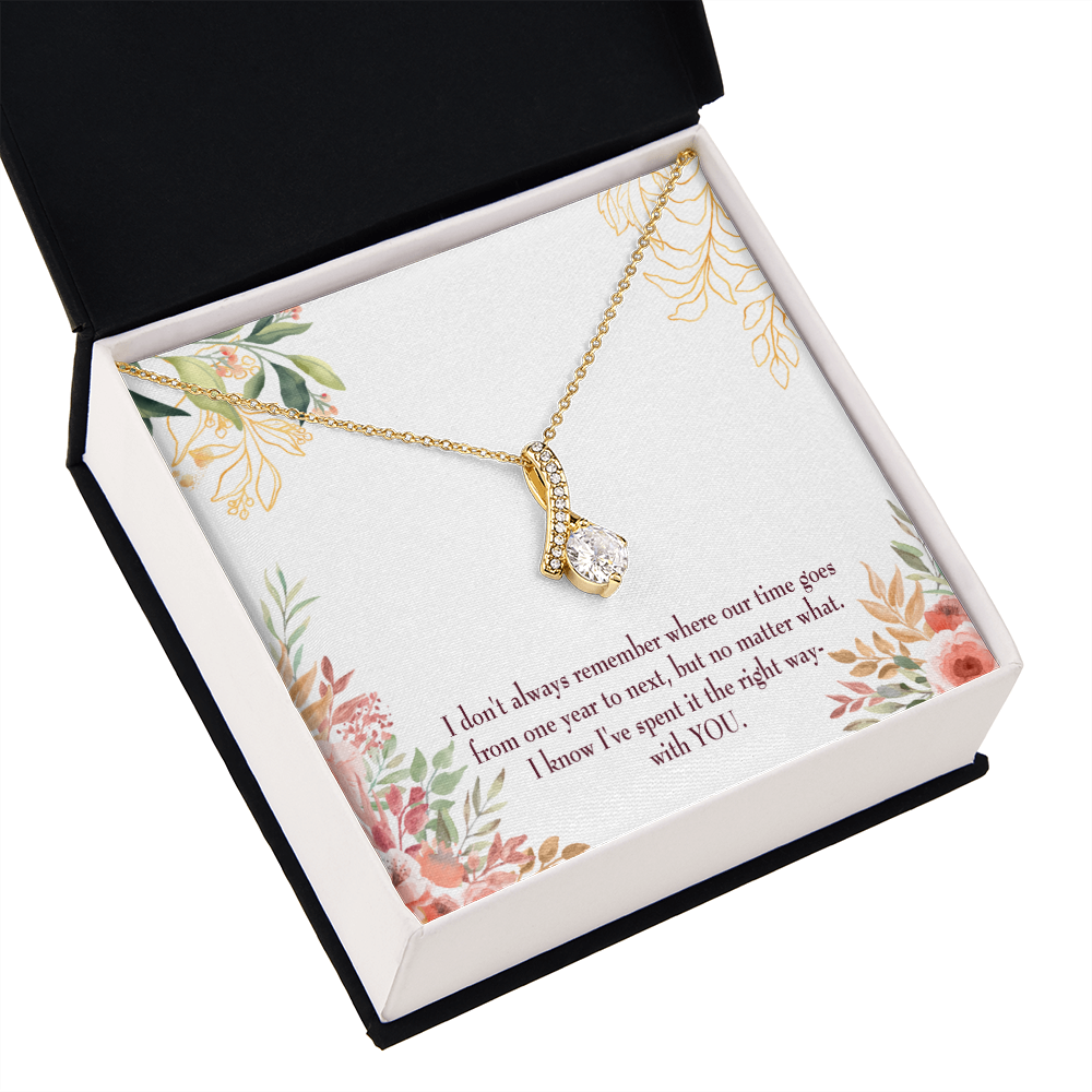 To My Girlfriend A Time Well Spent Alluring Ribbon Necklace Message Card-Express Your Love Gifts