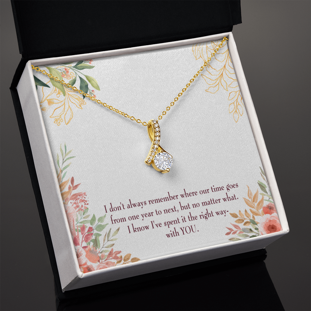 To My Girlfriend A Time Well Spent Alluring Ribbon Necklace Message Card-Express Your Love Gifts