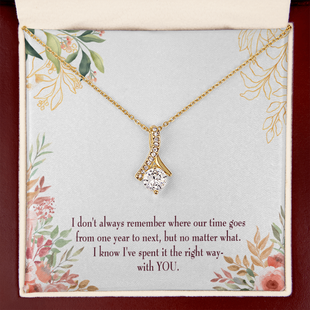 To My Girlfriend A Time Well Spent Alluring Ribbon Necklace Message Card-Express Your Love Gifts