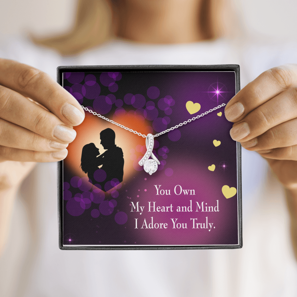To My Girlfriend Adore You Alluring Ribbon Necklace Message Card-Express Your Love Gifts
